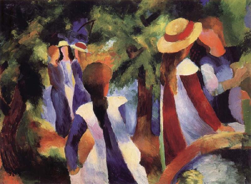 August Macke Girls Amongst Trees oil painting image